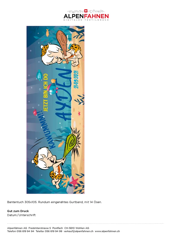 Blache: Babybanner Junge Ansicht (Neffe) – Gestaltung von Lindenmann Creativity, Seengen AG