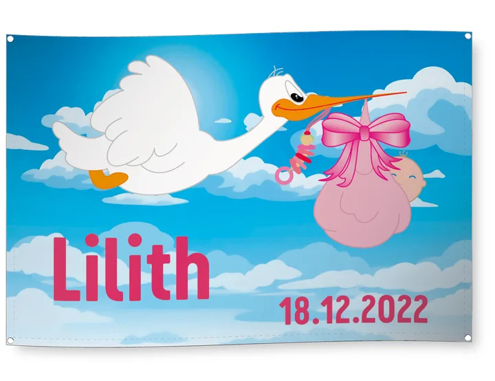 Blache: Babybanner Mädchen – Gestaltung von Lindenmann Creativity, Seengen AG