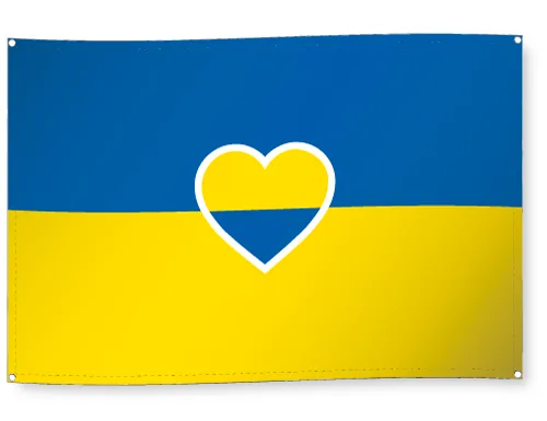 Fahne: Ukraine-Fahne (Alpenfahnen) – Gestaltung von Lindenmann Creativity, Seengen AG