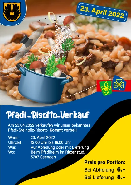 Flyer: Pfadi Hallwyl Flyer Risotto – Gestaltung von Lindenmann Creativity, Seengen AG