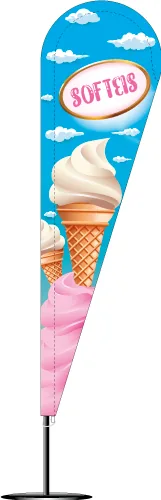 Fahne: Glace Fahne – Gestaltung von Lindenmann Creativity, Seengen AG