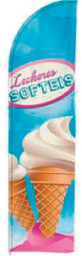 Fahne: Glace Fahne Ausgangslage – Gestaltung von Lindenmann Creativity, Seengen AG