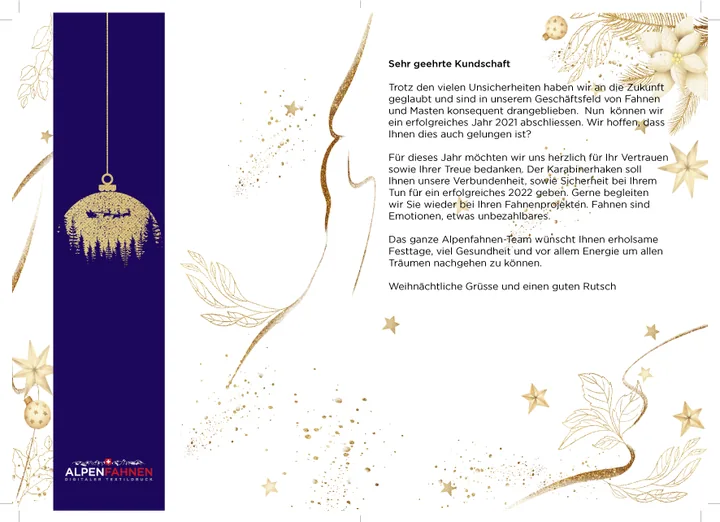 Karte: Weihnachtskarte 2021 02 (Entwurf) – Gestaltung von Lindenmann Creativity, Seengen AG