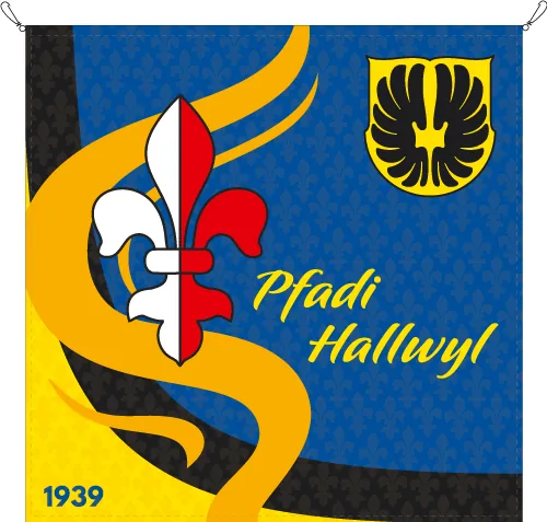 Fahne: Pfadi Hallwyl Fahne – Gestaltung von Lindenmann Creativity, Seengen AG