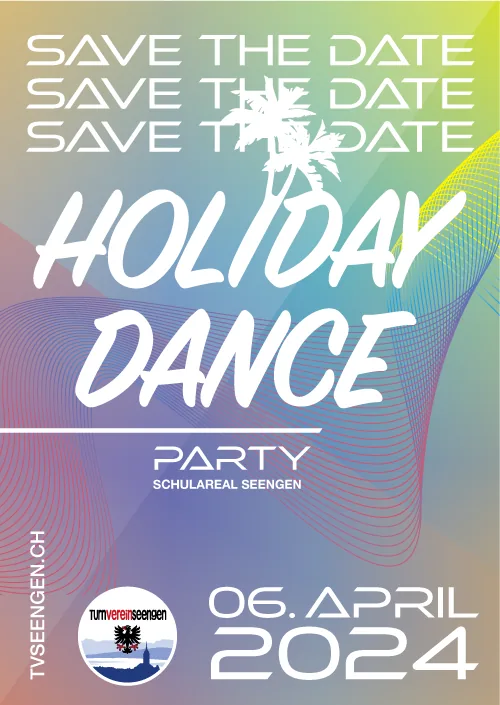Flyer: Turnverein Flyer Holiday Dance 2024 – Gestaltung von Lindenmann Creativity, Seengen AG